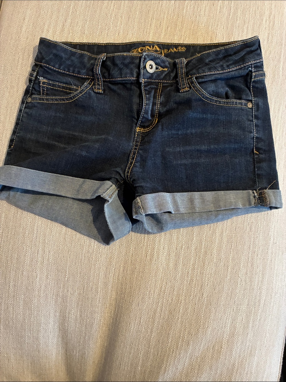 Dark Blue Denim Arizona Jean Co. Cuffed Junior’s Shorts